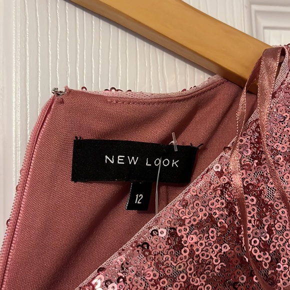 Pink Sparkly Three Quarter sleeve Dress - Picture 3 of 5